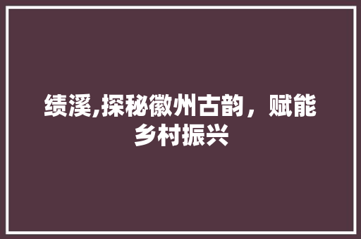 绩溪,探秘徽州古韵，赋能乡村振兴 百度SEO