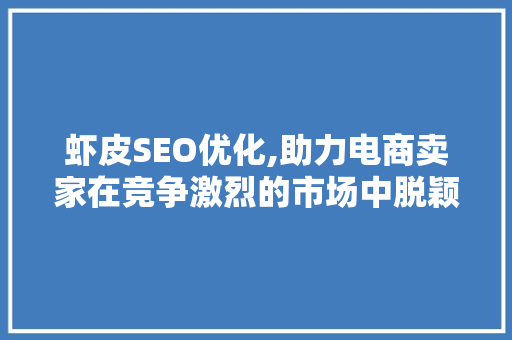 虾皮SEO优化,助力电商卖家在竞争激烈的市场中脱颖而出 SEO关键词