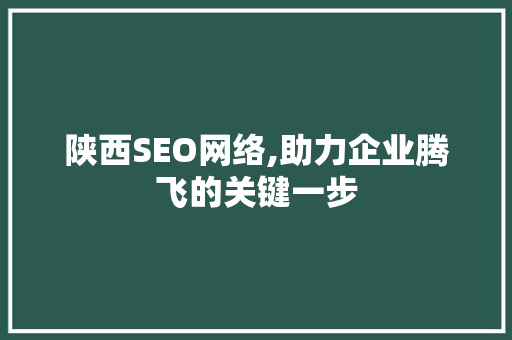 陕西SEO网络,助力企业腾飞的关键一步