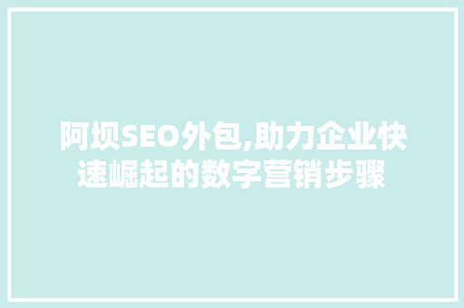 阿坝SEO外包,助力企业快速崛起的数字营销步骤 百度SEO