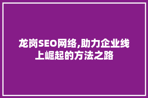 龙岗SEO网络,助力企业线上崛起的方法之路 百度SEO