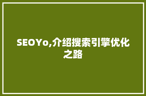 SEOYo,介绍搜索引擎优化之路 神马SEO
