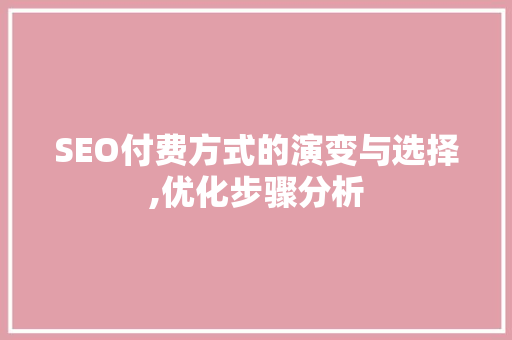 SEO付费方式的演变与选择,优化步骤分析 必应SEO