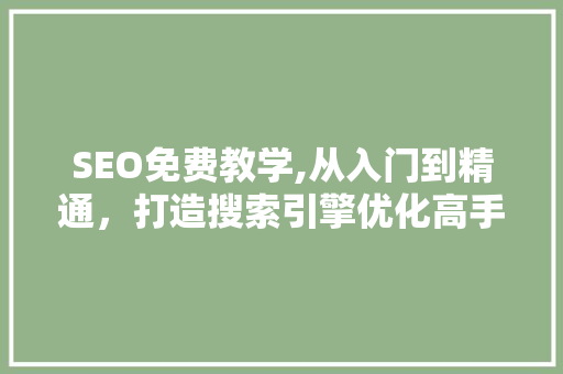 SEO免费教学,从入门到精通，打造搜索引擎优化高手