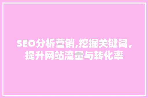 SEO分析营销,挖掘关键词，提升网站流量与转化率