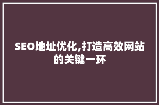 SEO地址优化,打造高效网站的关键一环 网站建设公司