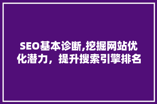 SEO基本诊断,挖掘网站优化潜力，提升搜索引擎排名