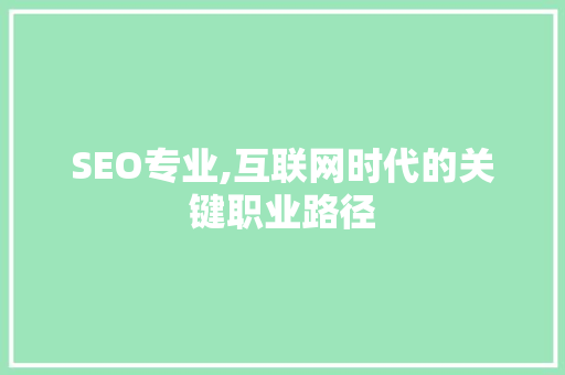 SEO专业,互联网时代的关键职业路径 百度SEO