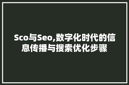 Sco与Seo,数字化时代的信息传播与搜索优化步骤 必应SEO
