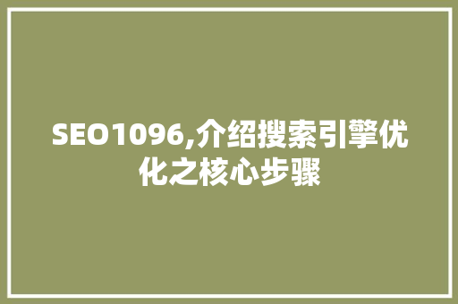SEO1096,介绍搜索引擎优化之核心步骤 网站建设公司