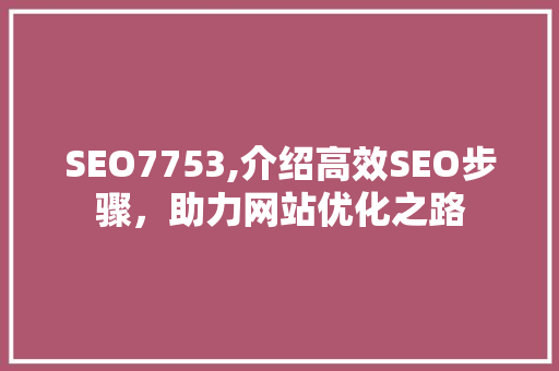 SEO7753,介绍高效SEO步骤，助力网站优化之路 网站建设公司