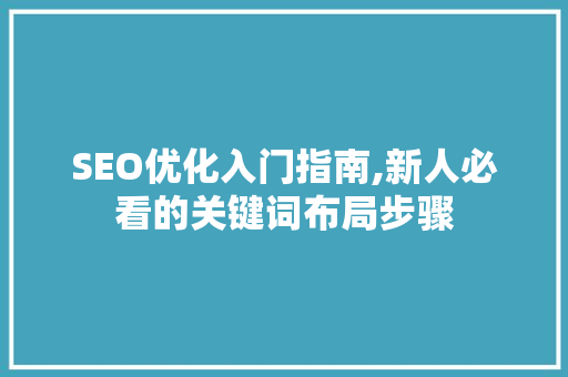 SEO优化入门指南,新人必看的关键词布局步骤 百度SEO