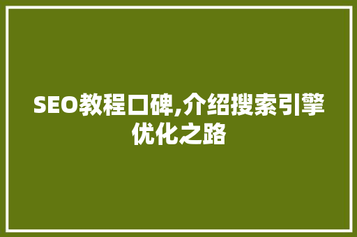 SEO教程口碑,介绍搜索引擎优化之路 SEO关键词