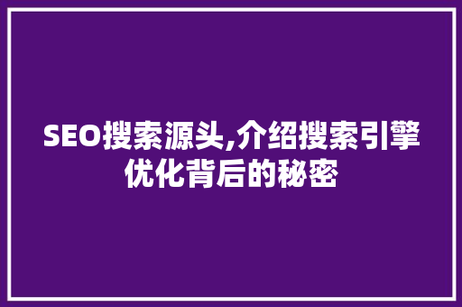SEO搜索源头,介绍搜索引擎优化背后的秘密 必应SEO