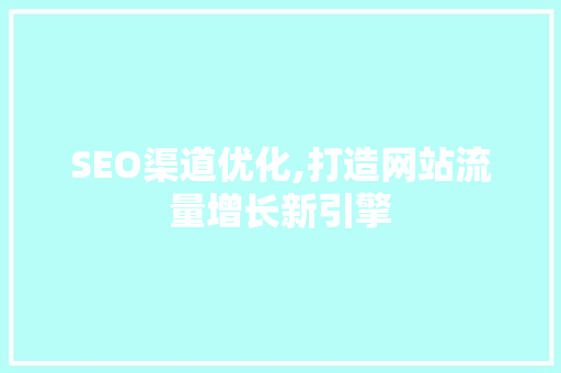 SEO渠道优化,打造网站流量增长新引擎 搜狗SEO