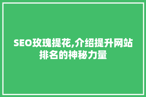SEO玫瑰提花,介绍提升网站排名的神秘力量 网站建设公司