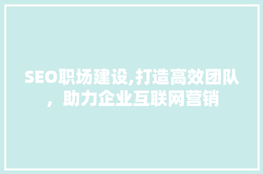SEO职场建设,打造高效团队，助力企业互联网营销 网站建设公司