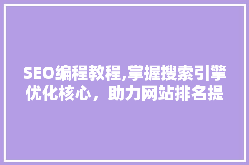 SEO编程教程,掌握搜索引擎优化核心，助力网站排名提升 必应SEO