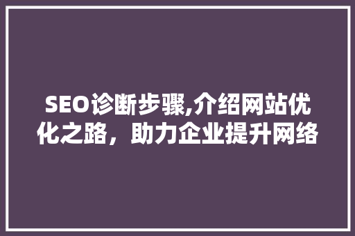 SEO诊断步骤,介绍网站优化之路，助力企业提升网络竞争力 搜狗SEO