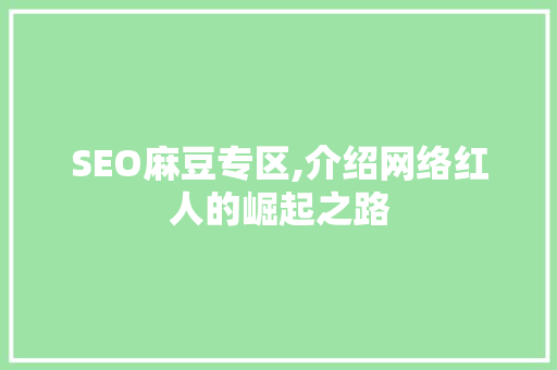 SEO麻豆专区,介绍网络红人的崛起之路 搜狗SEO
