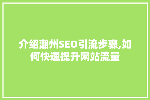 介绍潮州SEO引流步骤,如何快速提升网站流量 SEO关键词