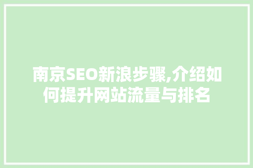 南京SEO新浪步骤,介绍如何提升网站流量与排名 百度SEO
