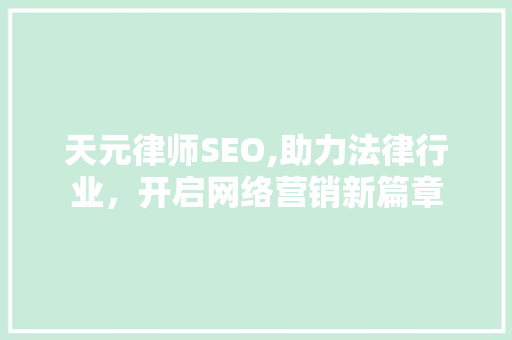 天元律师SEO,助力法律行业，开启网络营销新篇章