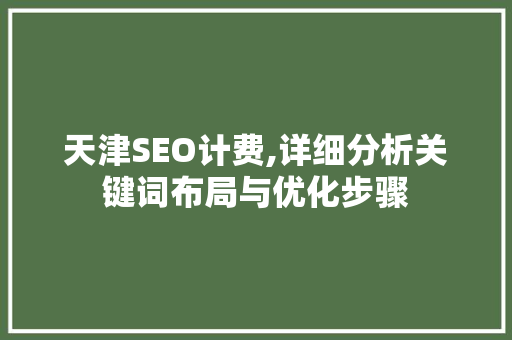 天津SEO计费,详细分析关键词布局与优化步骤 神马SEO