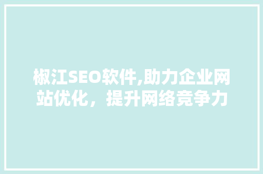 椒江SEO软件,助力企业网站优化，提升网络竞争力