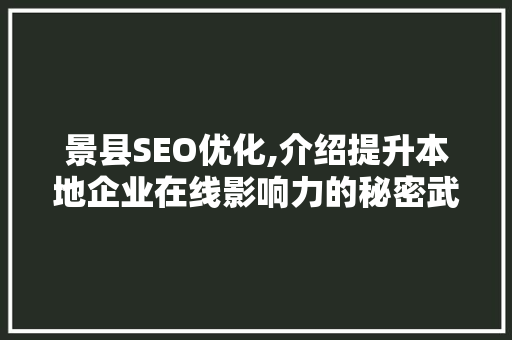 景县SEO优化,介绍提升本地企业在线影响力的秘密武器 百度SEO