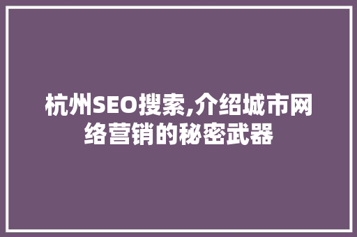 杭州SEO搜索,介绍城市网络营销的秘密武器 SEO关键词