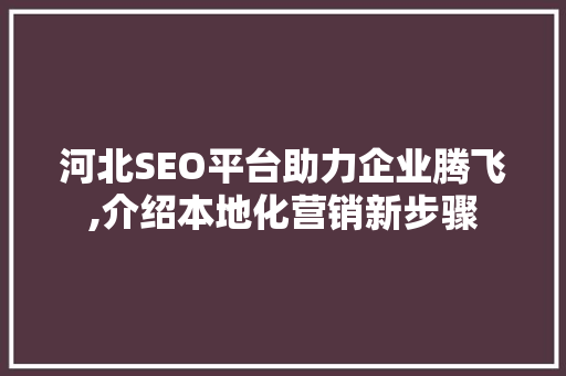 河北SEO平台助力企业腾飞,介绍本地化营销新步骤 必应SEO