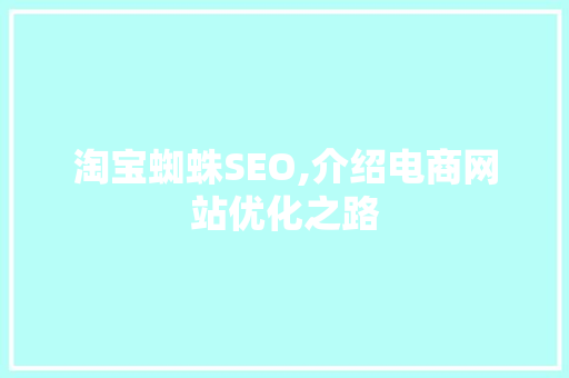 淘宝蜘蛛SEO,介绍电商网站优化之路