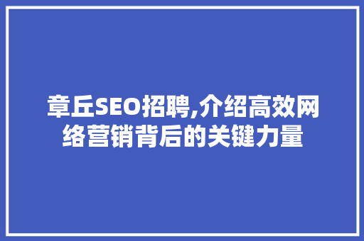 章丘SEO招聘,介绍高效网络营销背后的关键力量 网站建设公司