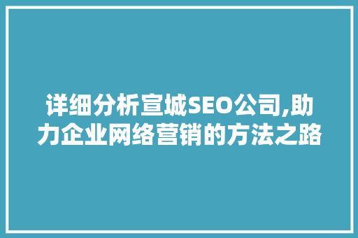 详细分析宣城SEO公司,助力企业网络营销的方法之路 必应SEO