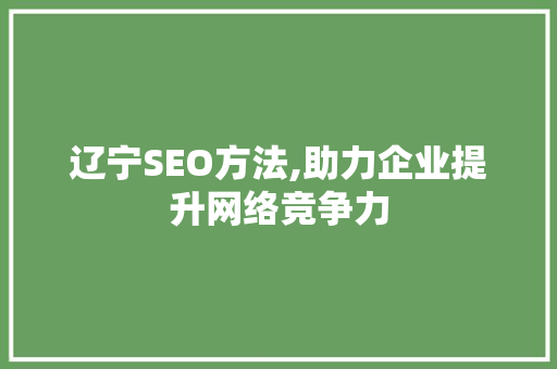 辽宁SEO方法,助力企业提升网络竞争力 必应SEO