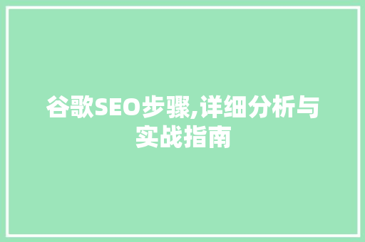 谷歌SEO步骤,详细分析与实战指南 百度SEO