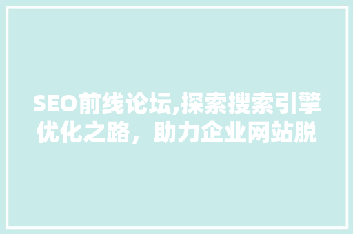 SEO前线论坛,探索搜索引擎优化之路，助力企业网站脱颖而出 网站建设公司