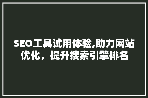 SEO工具试用体验,助力网站优化，提升搜索引擎排名 SEO关键词