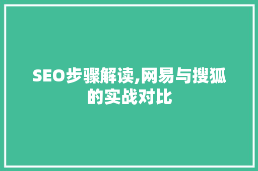 SEO步骤解读,网易与搜狐的实战对比 搜狗SEO