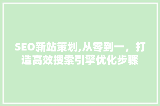 SEO新站策划,从零到一，打造高效搜索引擎优化步骤 神马SEO