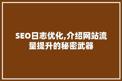 SEO日志优化,介绍网站流量提升的秘密武器 百度SEO
