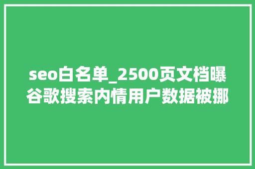 seo白名单_2500页文档曝谷歌搜索内情用户数据被挪用设白名单机制 seo白名单_2500页文档曝谷歌搜索内情用户数据被挪用设白名单机制 百度SEO