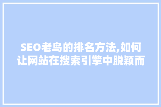 SEO老鸟的排名方法,如何让网站在搜索引擎中脱颖而出 网站建设公司