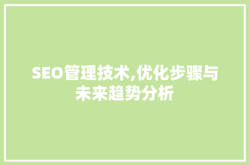 SEO管理技术,优化步骤与未来趋势分析 百度SEO