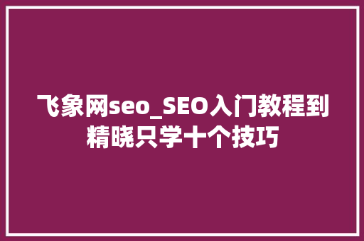 飞象网seo_SEO入门教程到精晓只学十个技巧 飞象网seo_SEO入门教程到精晓只学十个技巧 神马SEO