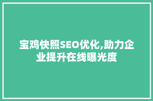 宝鸡快照SEO优化,助力企业提升在线曝光度 SEO关键词