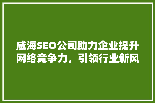 威海SEO公司助力企业提升网络竞争力，引领行业新风尚 百度SEO