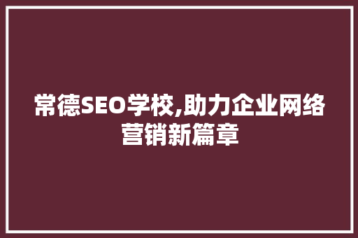 常德SEO学校,助力企业网络营销新篇章 百度SEO