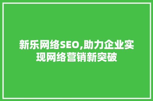 新乐网络SEO,助力企业实现网络营销新突破 网站建设公司